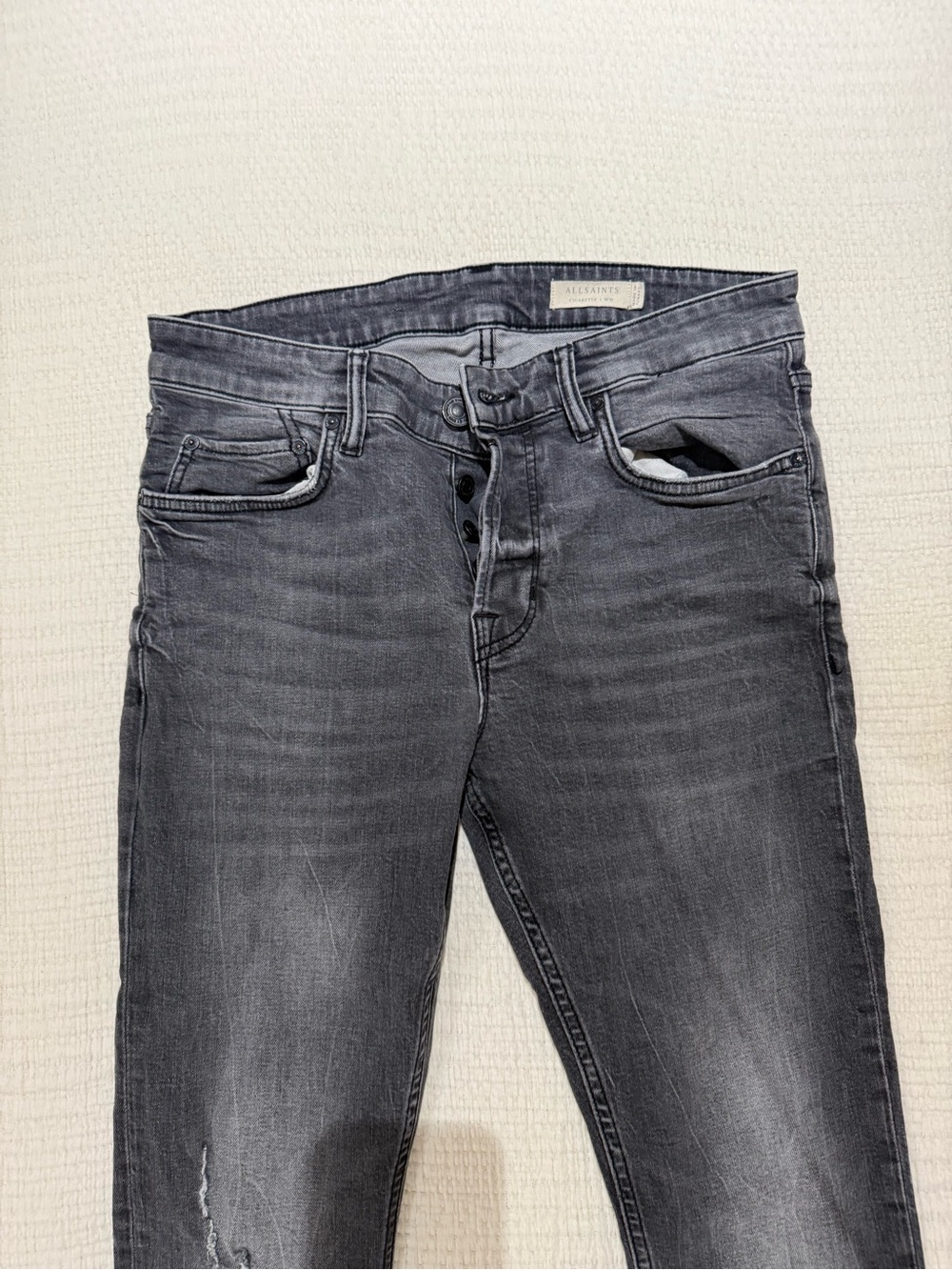 AllSaints Men’s Slim Gray Washed Jeans